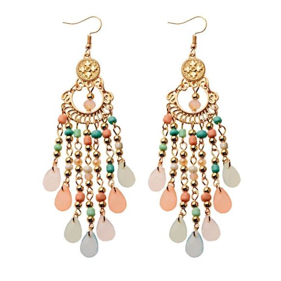 lMulticolor Beaded Chandelier Earrings A918 - Picture 1 of 2